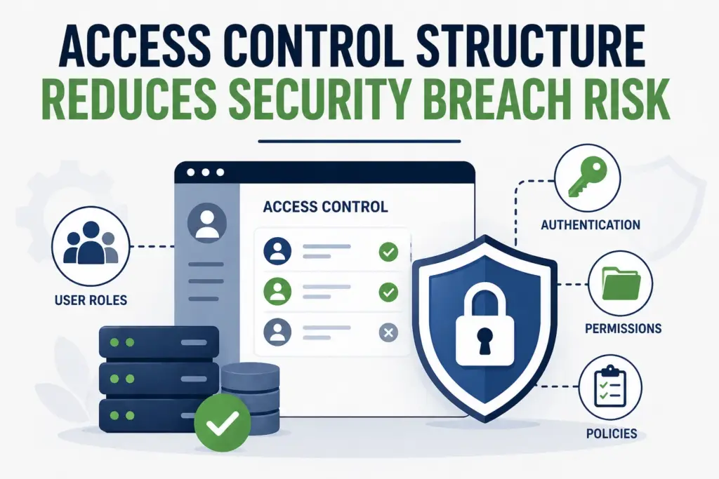 Access control structure improving system security and reducing breach risk illustration