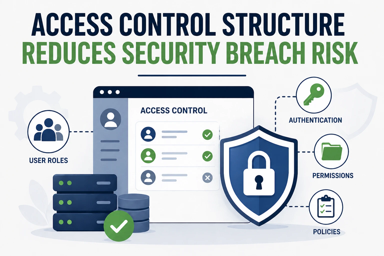 Access control structure improving system security and reducing breach risk illustration