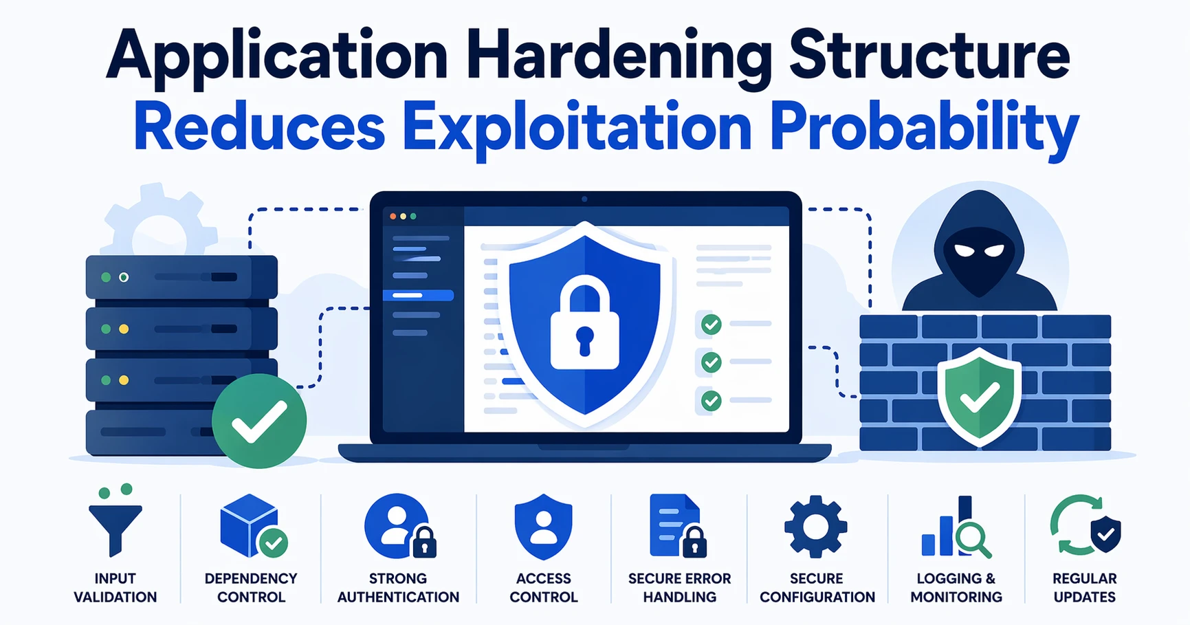 Application security hardening structure reducing exploitation probability illustration