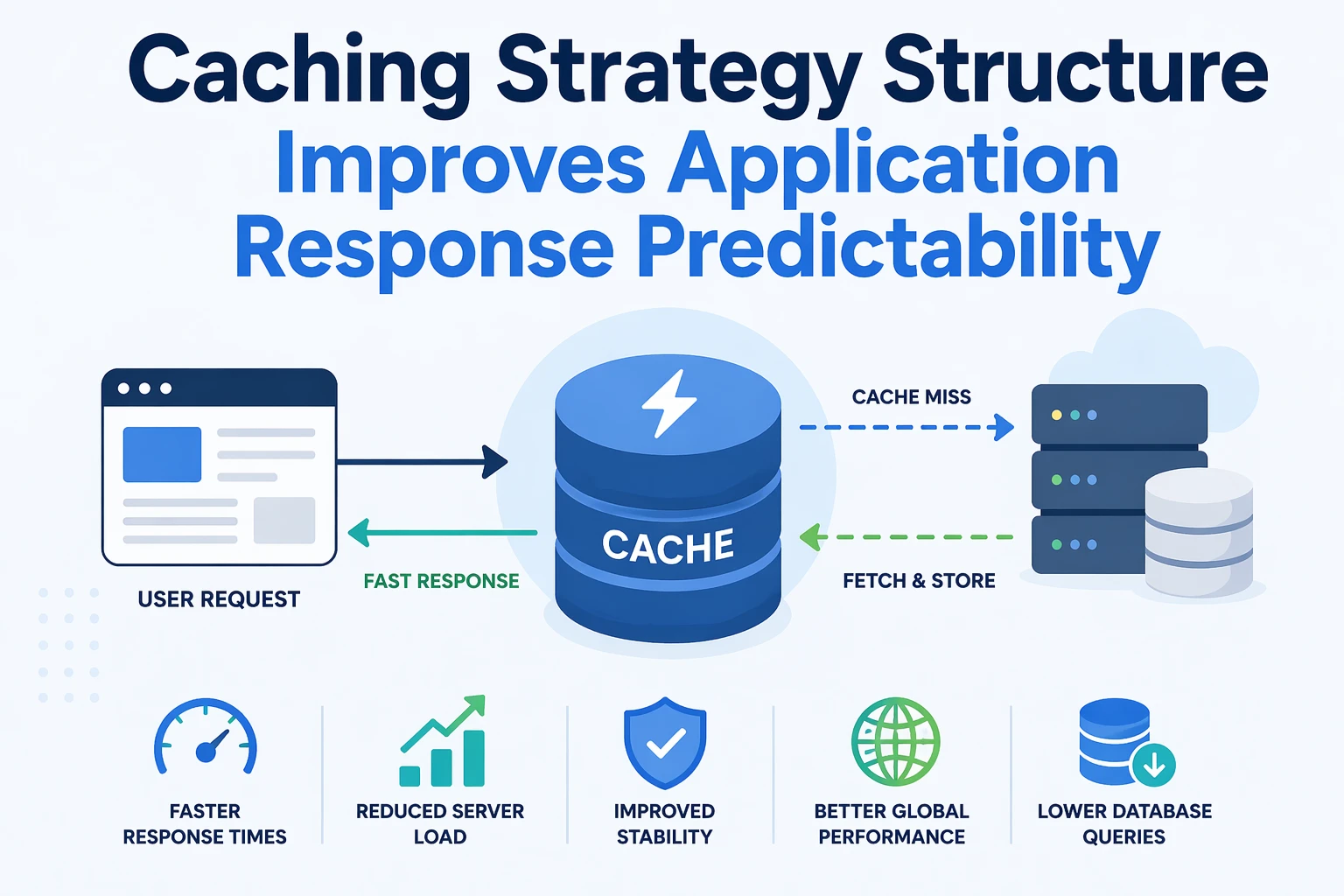 Caching layer structure improving application response predictability