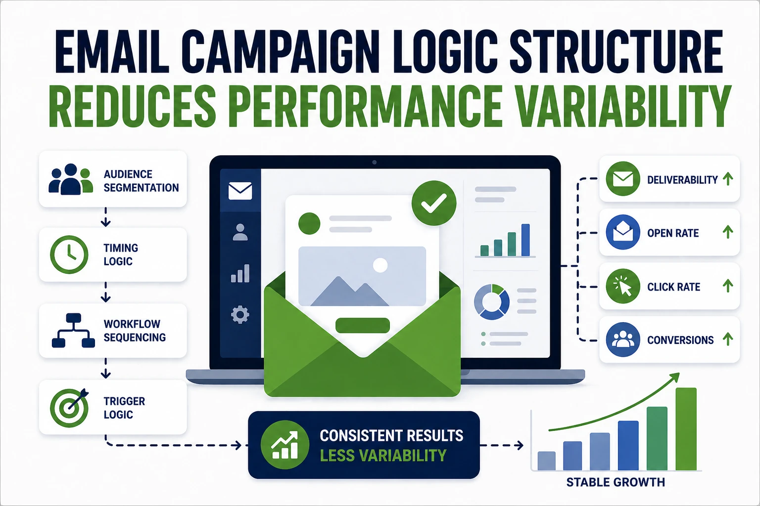 Email campaign workflow structure improving performance consistency illustration