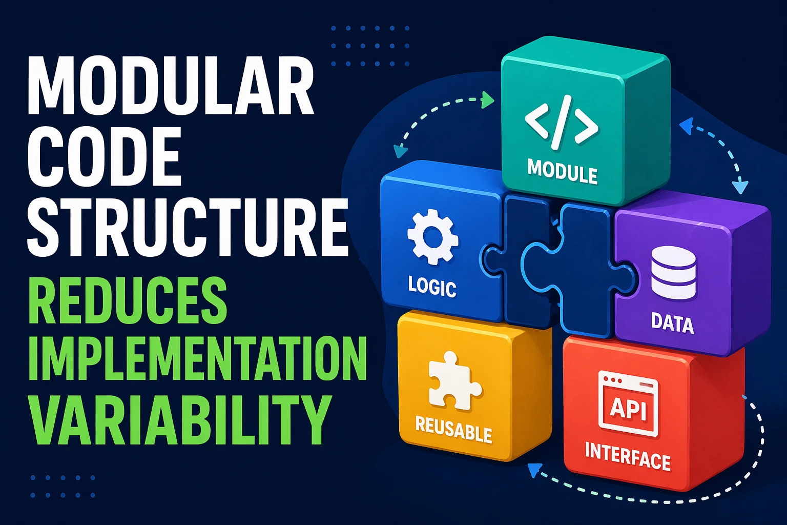 Modular code structure diagram improving development predictability illustration
