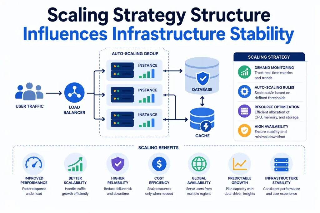 Infrastructure scaling structure improving performance stability illustration