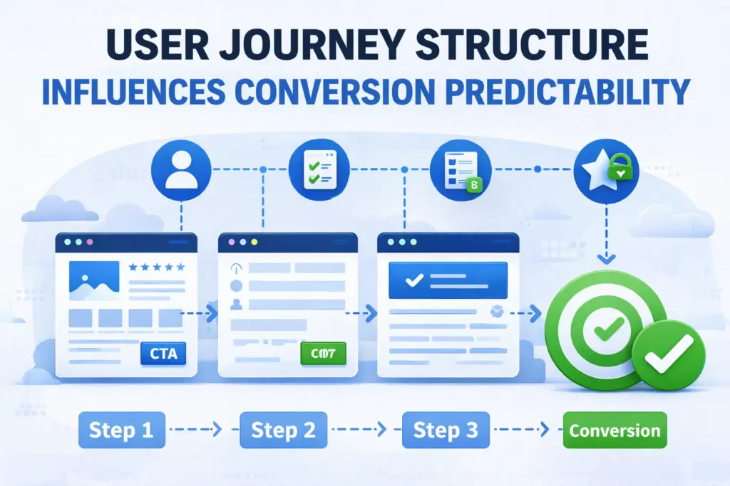 User journey flow structure improving conversion predictability illustration