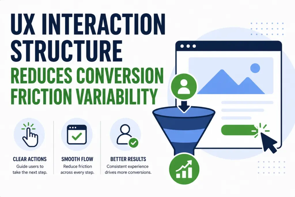 UX interaction structure improving conversion consistency illustration