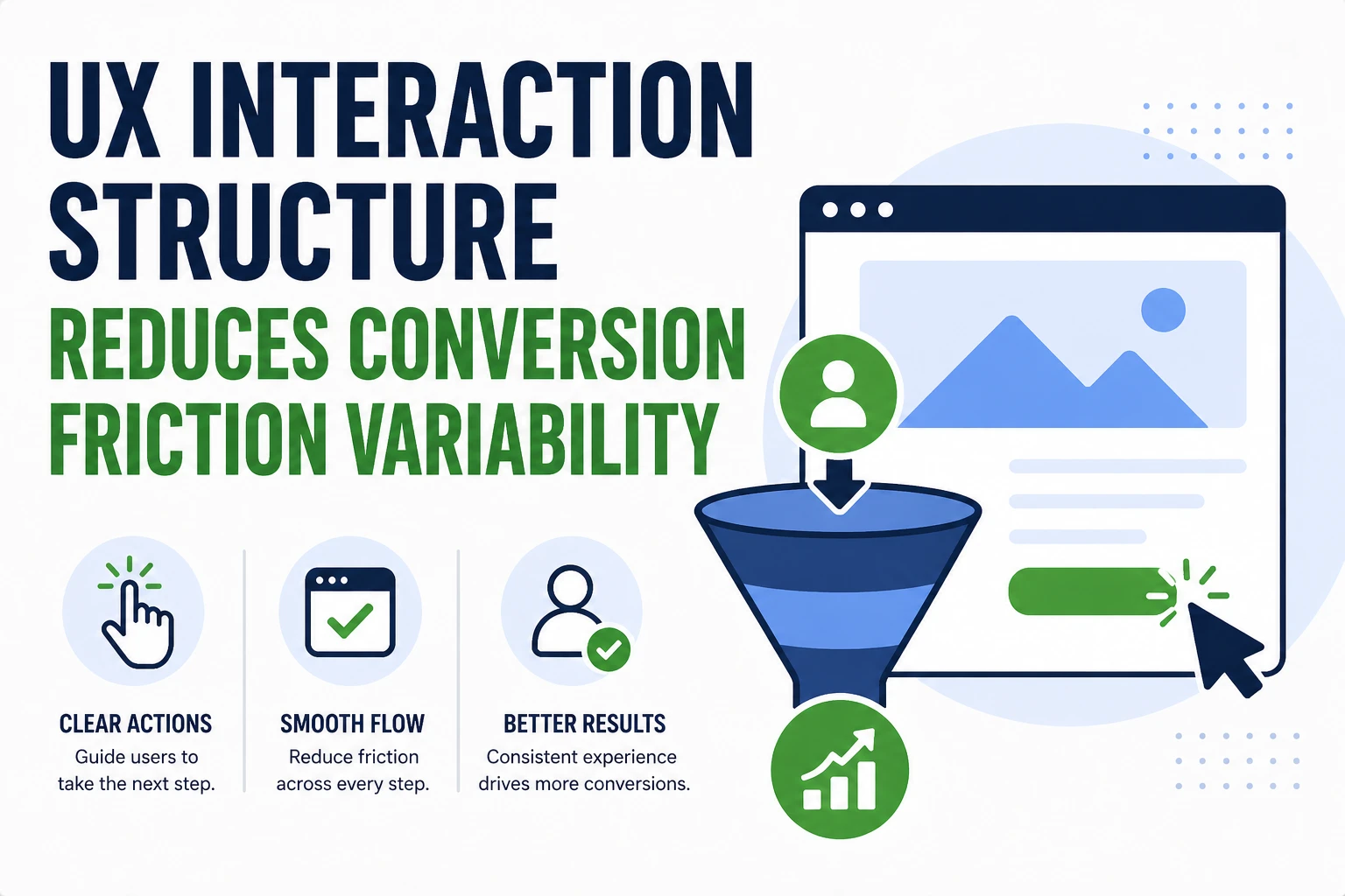 UX interaction structure improving conversion consistency illustration