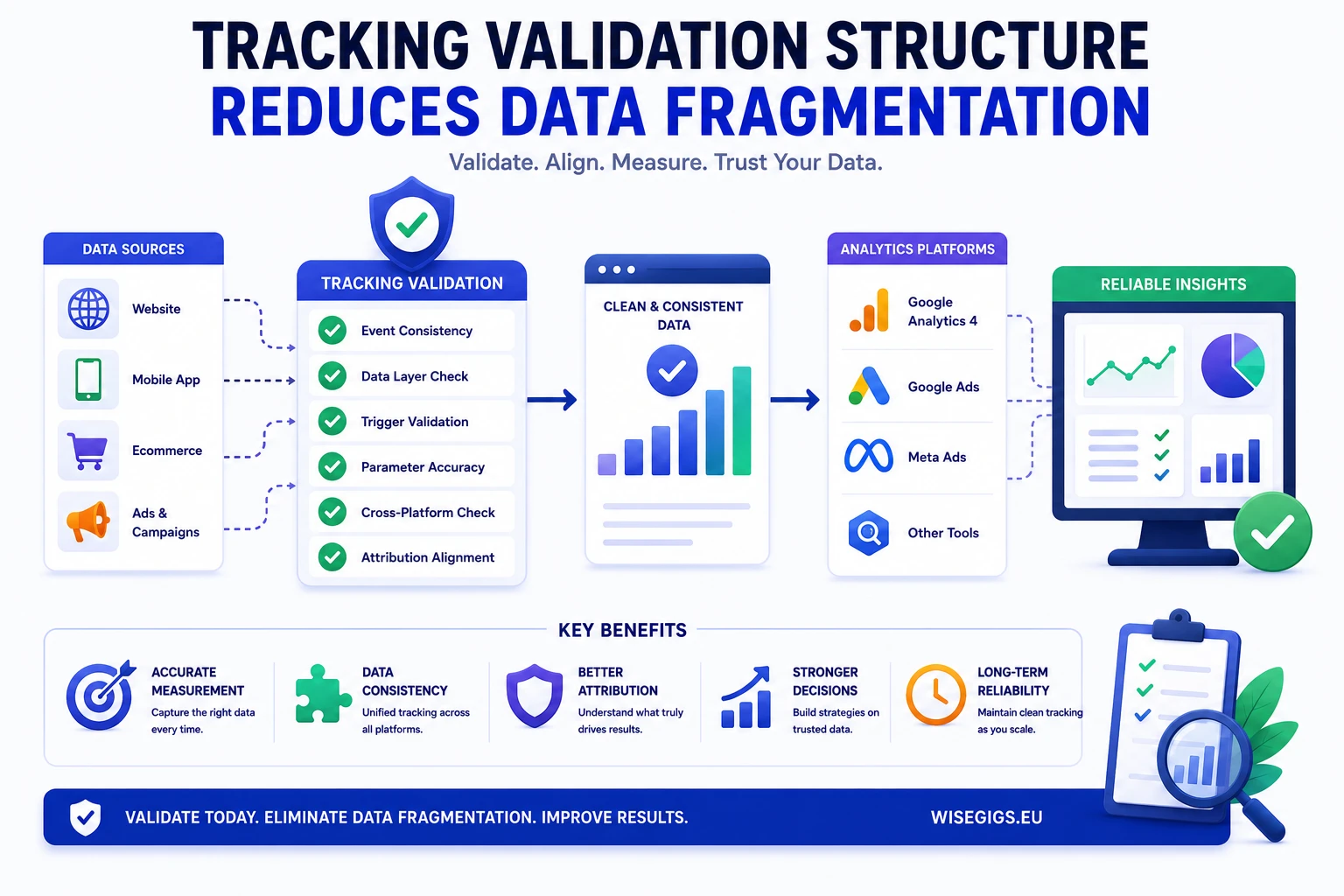 Tracking validation structure improving analytics consistency illustration