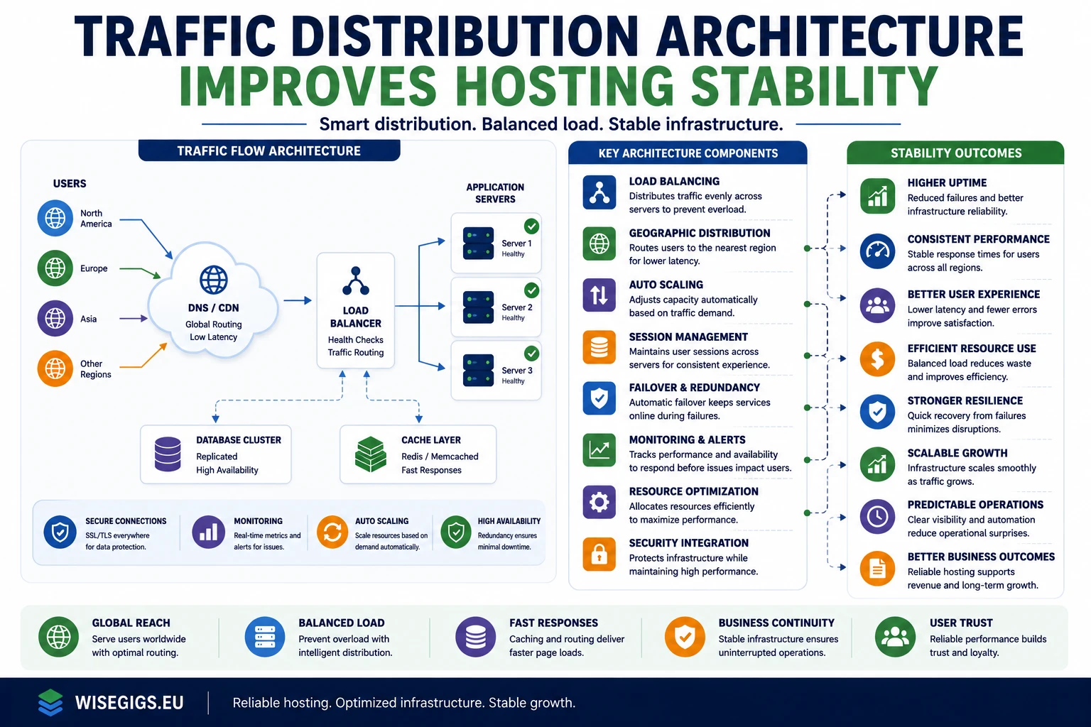 Traffic distribution architecture improving hosting stability illustration